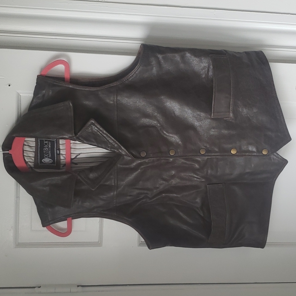 Mens Outback trading company brown leather vest